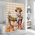 thumbnail image 6 of Funny Cow Fall Shower Curtain, Waterproof Shower Curtains for Bathroom, Thanksgiving Pumpkin Bathtub Orange Striped Washable Fabric Bathtub Curtain Set Bath Decor with 12 Hooks 72"x78", 6 of 8