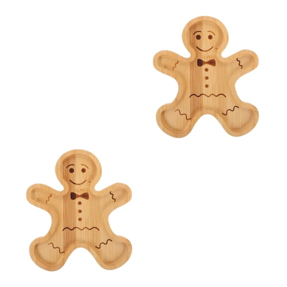 2 PCS Chain Bearer Gingerbread Man Tray Travel 21.30X18.50X1.50CM Light Brown