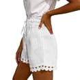 thumbnail image 4 of Karight Women's High Waisted Paperbag Shorts with Lace Trim Drawstring Casual Loose Fit Summer Shorts, 4 of 8