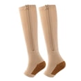 thumbnail image 3 of Aosijia 20-30mmHg Compression Stocking with Zipper 3 Pairs Women Calf Knee High Open Toe Socks for Yoga Walking Hiking, 3 of 7