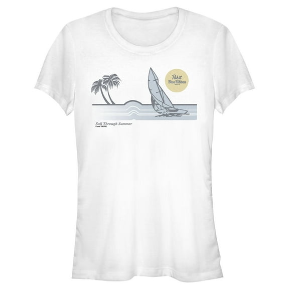 Junior's Pabst Summer Blue Ribbon  Graphic Tee White Medium