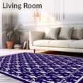 thumbnail image 2 of ODIKA 3'x5' Machine Washable Non-Slip Area Rug, Lattice Sports Fan with Championship Trophy Motifs High Traffic Rug with Pad, Purple, 669641, 2 of 8