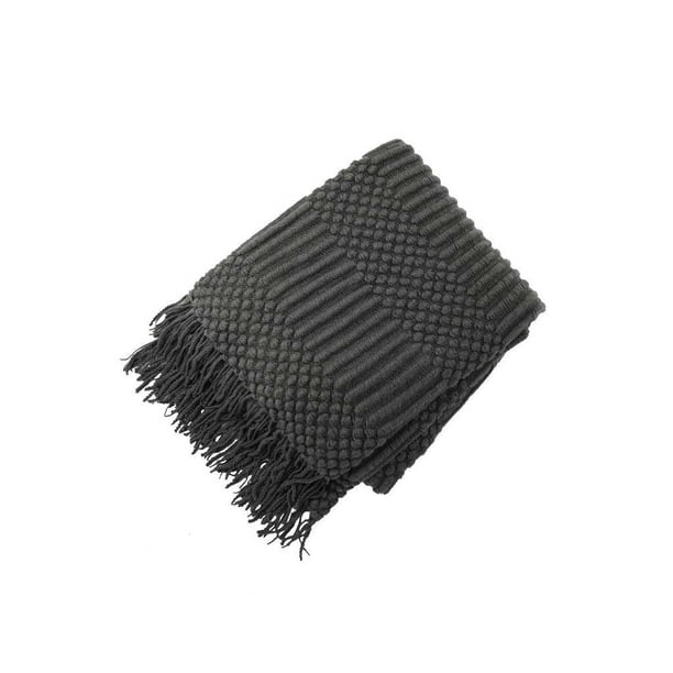 Matsuzay Mantas blancas informales de algodón puro, manta ligera, cómoda, estilo Simple, cálida, grande, silla de remolque, fundas para Decoración del hogar Gris oscuro 127×170CM