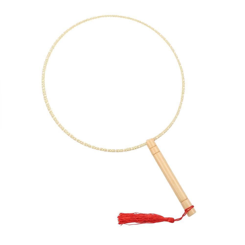 Chinese Vintage Royal Court Round Hand Held Fan DIY Art Painting Gift White Ro
