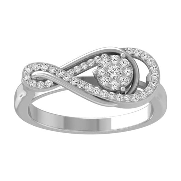 Araiya Fine Jewelry 10K White Gold Round-shape Diamond Cluster Ring (1/4 Cttw, I-J Color, I2-I3 Clarity) Size 6