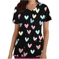 thumbnail image 3 of TaTaai Lightweight Holiday Print Top for Women, V Neck Short Sleeve Casual Blouse with Pockets, Valentine's Day Shirt for Gifting Gift, 3 of 5