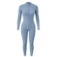 thumbnail image 4 of Women's Zippered Full Body Yoga Suit Long Sleeve Fitness Tight Bodysuit Outerwear Sportswear, 4 of 5