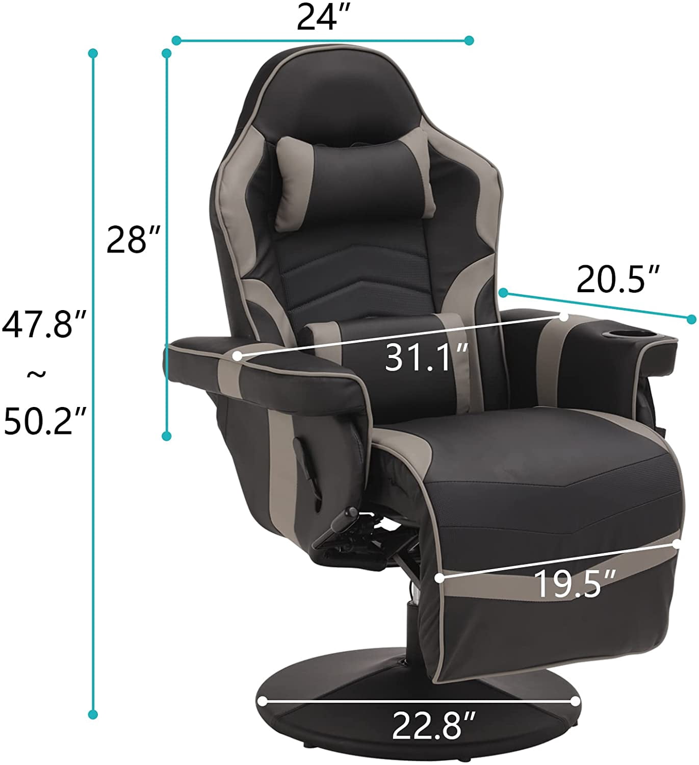 LVUYOYO Massage Gaming Chair Reclining Video Game Chair Ergonomic Office Chair Height Adjustable Gamer Chair with Headrest and Lumbar Support PU Leather High Back Swivel Computer Chair