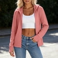 thumbnail image 4 of hoksml Women's Full Zip Hooded Lightweight Jacket Thumbhole Cuff Side Pocket Slim Casual Athletic Windshirt, 4 of 7