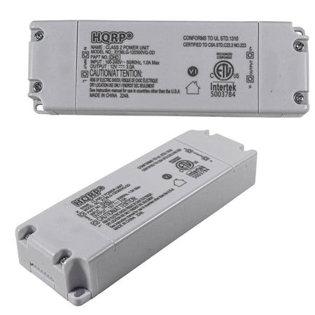 HQRP 2-Pack LED Driver 100-240V AC to 12V DC 3A 36W Compatible with 12v LED installations LED Strip Lights Terminal Block for Both Sides