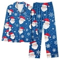 thumbnail image 3 of VBTAPA Christmas Pajamas for Women 2 Piece Xmas Sleepwear Xmas Tree Printed Long Sleeve Button Down Shirt with Wide Leg Pants Matching Loungewear Pj Sets Black and Friday DealsMulticolor S, 3 of 6
