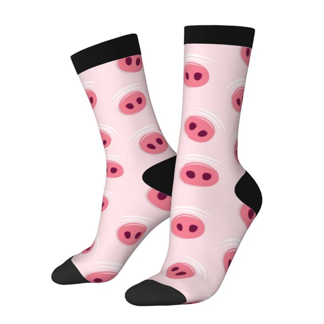 Fotbe Cute Pig Nose Calcetas Largas con Estampado para Hombre y Mujer – Calcetas de Compresión Transpirables y Elásticas, Viajar y Uso Diario Talla 5-11