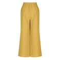 thumbnail image 4 of cocolona Womens Summer Casual Business Work Pants Elastic Waist Straight Wide Leg Pleated Pants with Pockets, 4 of 5