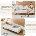 thumbnail image 6 of FFH Modern Corduroy Futon Sofa Bed with Adjustable Backrest,Convertible Loveseat Sleeper,Soft Couch with Drop-Down Table and Cup Holder for Living room,White, 6 of 8