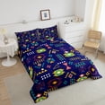 thumbnail image 2 of Geometry Aztec Bedding Set Ethnic Tribe Arrow Twin Comforter Set,Bohemian Triangle Diamond Quilt Exotic Nordic Style Duvet Insert,Southwestern Native Grid Boho Decor,Navy Blue, 2 of 5
