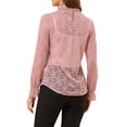 thumbnail image 3 of INSPIRE CHIC Women's Crochet Lace See Through Floral Ruffle Neck Blouse, 3 of 5