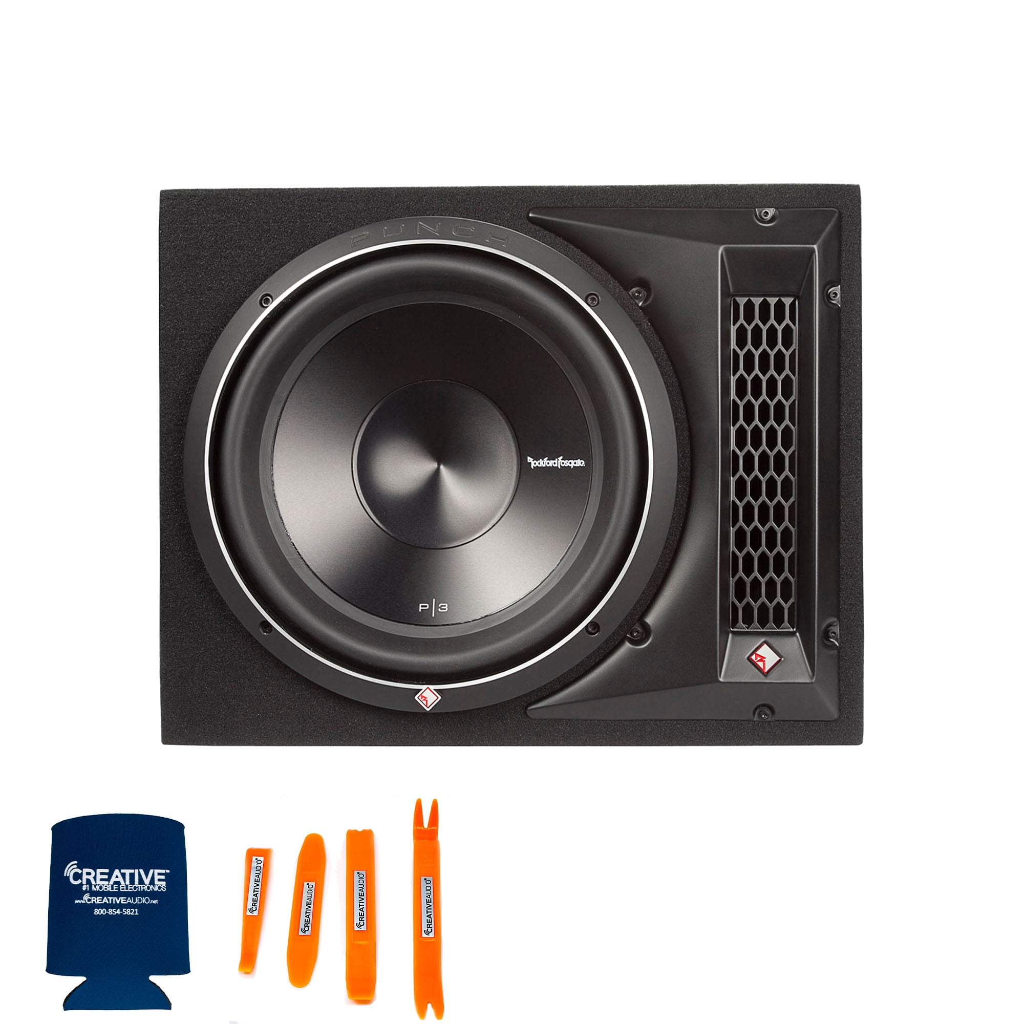 Rockford P3S-1X12 シングル 12インチ 浅い DVC P3シリーズ サブウーファー ポートエンクロージャー R2-500X1 プライムシリーズアンプ付き Rockford P3S-1X12 Single 12\" Shallow DVC P3 Series Subwoofer in