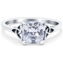 Simulated Cubic Zirconia Size-5 Celtic Art Deco Wedding Ring 925 Sterling Silver