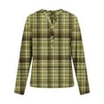 thumbnail image 3 of Plaid Shirts for Women V Neck Casual Checkered Printed Blouses Long Sleeve Button up Tops Loose Fit Pullovers (M, Green), 3 of 5