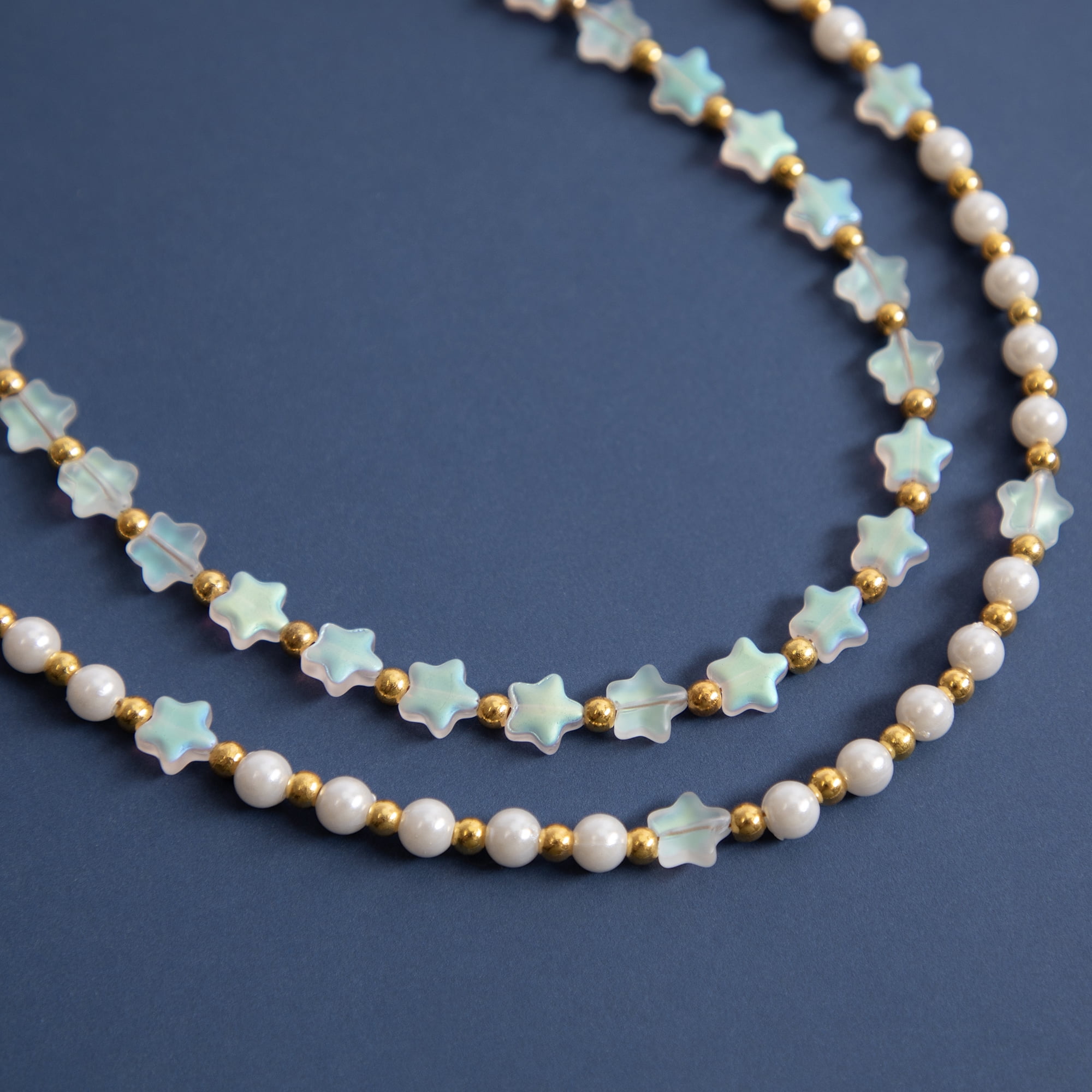 Cousin DIY 8mm Frosted Opalescent AB Star Glass Bead Strand, 7.5-inch, 25 Pieces