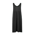 thumbnail image 5 of Breaise Cotton Linen Sleeveless Dresses for Women 2024 Sexy V Neck Button Up Dresses Solid Loose Fit Midi Dresses Casual Summer Beach Dresses Black L, 5 of 6