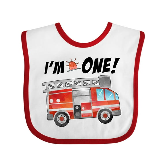 Inktastic I'm 1 Fire Truck 1st Birthday Boys or Girls Baby Bib