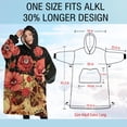 thumbnail image 4 of Oversized Wearable Blanket Hoodie,Black Gothic Skull Flower Pattern Sherpa Blanket Hoodie with Super Pockets,Super Warm Fuzzy Pullover for Women & Men, 4 of 6