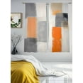 thumbnail image 2 of Modern Orange Beige Grey Sheer Curtains for Living Room Bedroom Abstract Geometric Oil Painting Sheer Curtains 72 Inch Long 2 Panels Set Light Filtering Curtain Window Treatments Drapes, 2 of 6