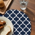 thumbnail image 3 of Navy Blue Morocco Pattern Round 13 Inch Placemats Set of 4, White Moroccan Geometric Art HeatResistant Non Slip Place Mats for Dining Table, Wipeable Braided Kitchen Table Mats for Housewarming, 3 of 9