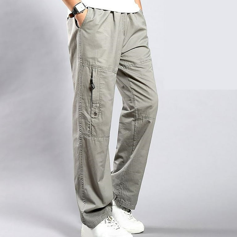 fartey Plus Size Cargo Pant for Men with Multiple Pockets Zipper