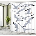 thumbnail image 5 of Ambesonne White Shower Curtain, Flying Seagulls Cartoon, 69"Wx70"L, Black White, 5 of 5