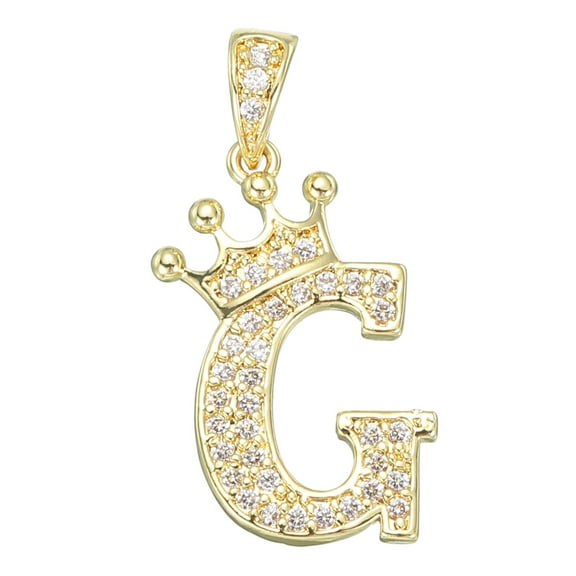 A-Z Crown Letter Charm, Alphabet G Pendant Gold Plated Cubic Zirconia Monogram Initial Pendant Name Jewelry for Men Women DIY
