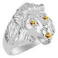 thumbnail image 3 of RYLOS Sterling Silver Lion Head Ring Color Stone Birthstones Eyes and Mouth Fun Designer Rings Citrine Jewelry Size 13, 3 of 8