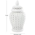 thumbnail image 3 of DecMode 9" x 18" White Ceramic Decorative Jars with Geometric Cutout Design and Lid, 1-Piece, 3 of 8