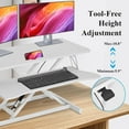 thumbnail image 4 of 38-inch Standing Desk Converter Height Adjustable Sit to Stand Up Workstation, Duals Monitor and Laptop Riser with Wide Keyboard Tray, for Home, School, Company, White, 4 of 9