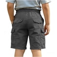 thumbnail image 3 of Hinvhai Boys' Textured Cargo Shorts, Elastic Waist Utility Shorts with Multiple Pockets, Durable Casual Shorts Dark Gray 7 Years, 3 of 5