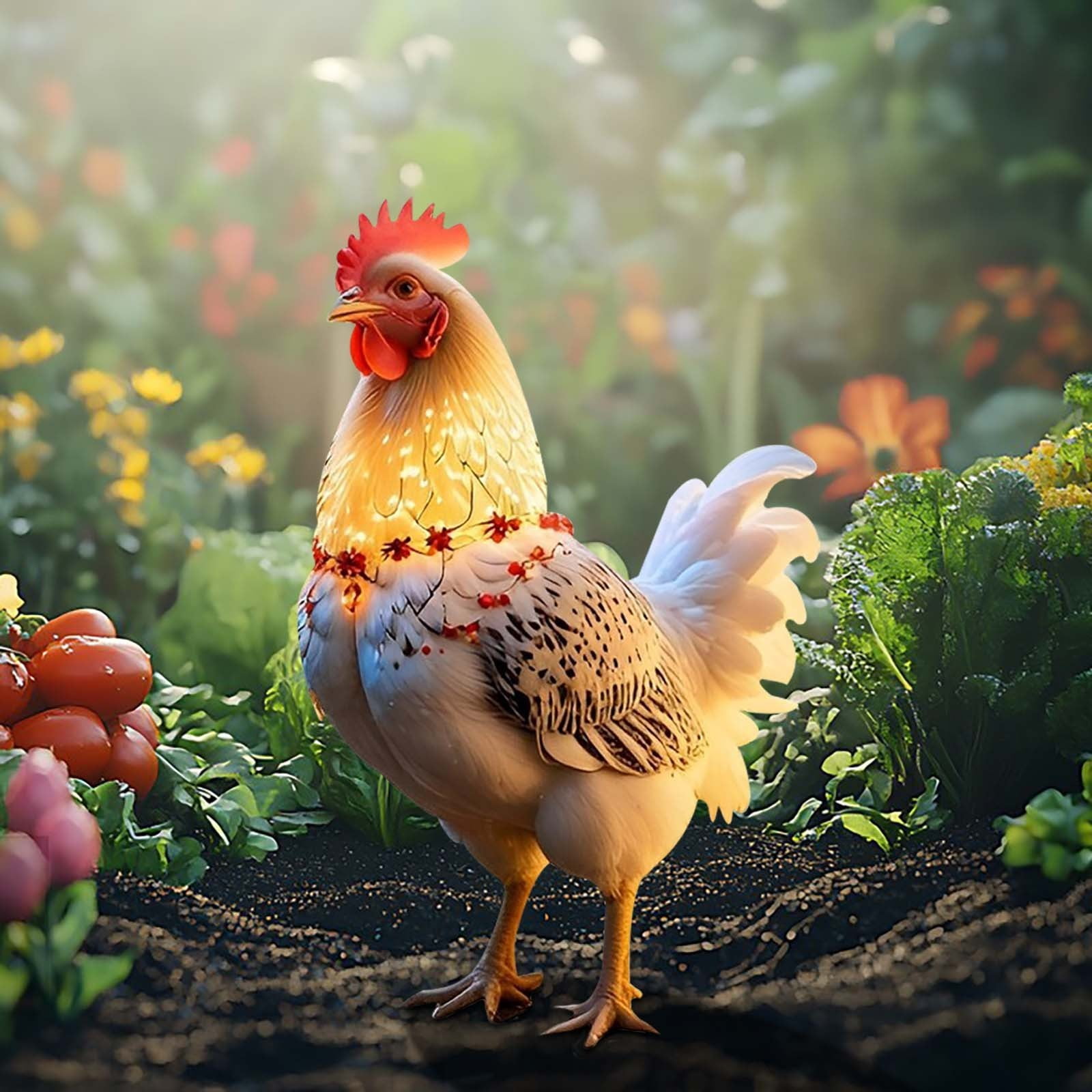 Horivan Christmas Chicken Yard Stake Outdoor Garden Decor Durable Acrylic Farm Animal Holiday Decoration for Lawn Patio Festive Party Supplies