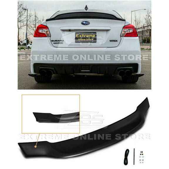 Extreme Online Store Repalcement For 2015-2021 Subaru WRX STi Models | HighKick Duckbill Style ABS Plastic Primer Black Rear Trunk Lid Wing Spoiler