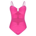 thumbnail image 3 of UPPADA Womens Full Coverage One Piece Swimsuit Spaghetti Straps High Waisted One Piece Swimsuit Lace Up Cute Swimsuit Flattering Swimsuits Hot Pink,M, 3 of 6