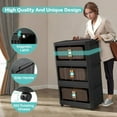 thumbnail image 4 of 24" Side Wide Folding Storage Cabinet 5-Tier Folding Storage Cabinet with Wheels Black - Heavy Duty PP Plastic Collapsible Organizer for Living Room Bedroom Garage Dorm Kitchen, 4 of 9
