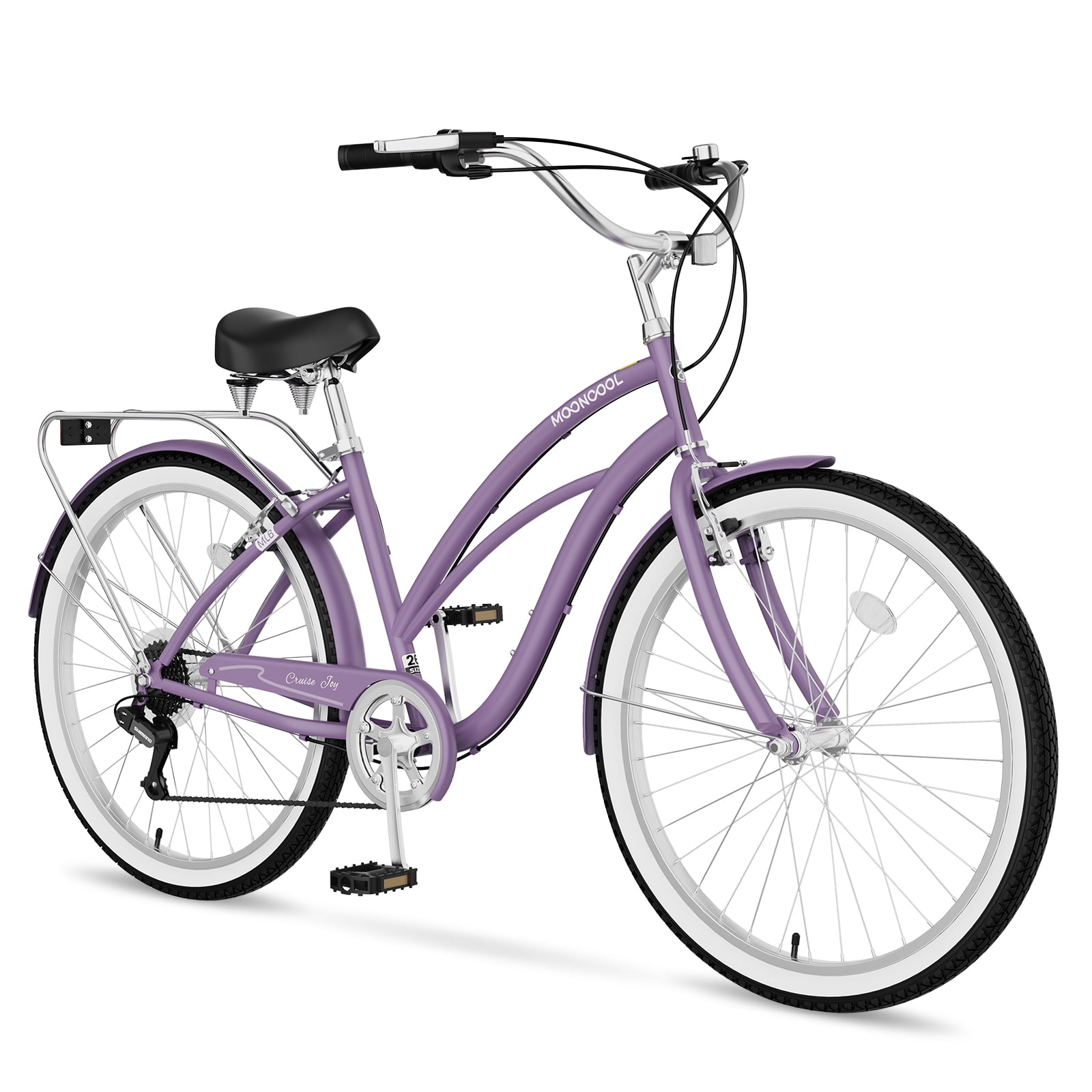 MOONCOOL 24/26 Inch 7 Speed Beach Cruiser Bike, Comfort