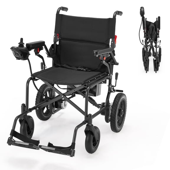 Erinnyees 24V Electric Wheelchair Foldable, 500W Dual Motor All-Terrain Lightweight Wheelchair, Black