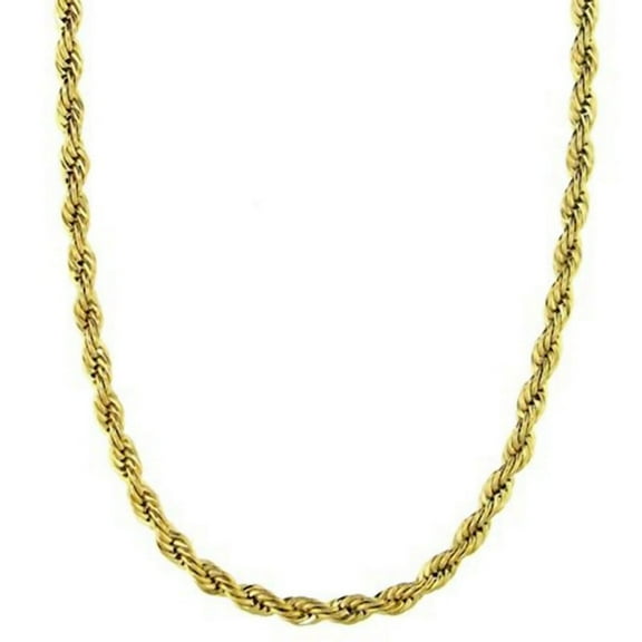 Gold Rope Chain Womens Mens 2mm Stainless Steel Necklace 18-26-in Fantasy Forge Jewelry
