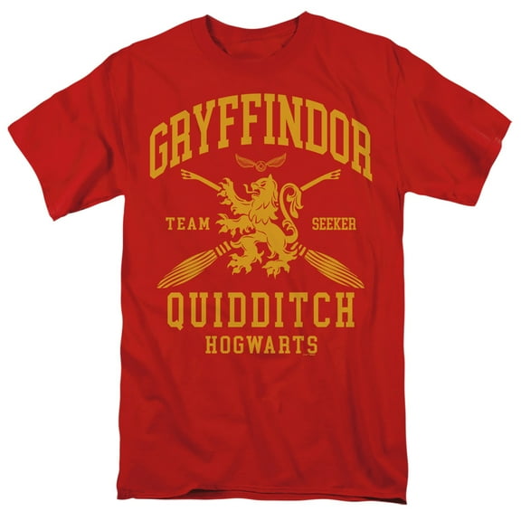 Harry Potter Gryffindor Quidditch Arch Unisex Adult T Shirt, Red, 5X-Large