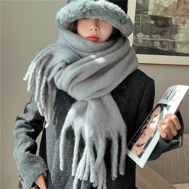 Bufanda de mujer estilo coreano de moda que combina con todo estudiante cálido mohair bufanda gruesa chal hombres pareja