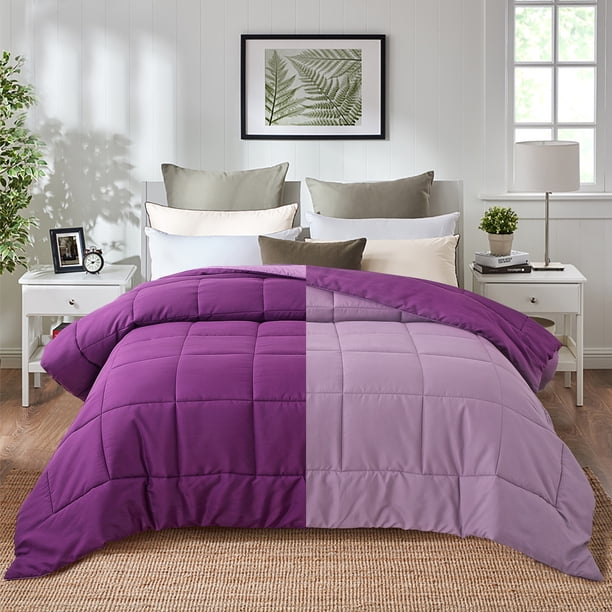 EVOLIVE Fashion Bedding Reversible Comforter(Purple/Dusty Lavender，King）