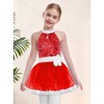 thumbnail image 5 of inlzdz Girls Sparkly Sequins Sleeveless Ballet Dance Dress Princess Party Ballerina Tutu Skirt Leotard Red 12, 5 of 7