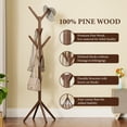 thumbnail image 6 of Freestanding Coat Rack with 8 Hooks,Wooden Entryway Coat Stand for Hats,Scarves,Bags,Heavy Duty Clothes Rack for Hallway,Bedroom & Office,Easy Assembly,Modern Home Decor, 6 of 7