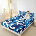 thumbnail image 5 of Feelyou Blue Camo Abstarct Twin Sheet Sets for Teens, Chic Camouflage Twin Fitted Sheet, Cartoon Pixelate Miner Flat Sheet, Lightweight Room Decor, 3pcs, 5 of 8