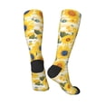 thumbnail image 5 of Lsque Blue Floral Sunflower Printed Crew Socks Men's Women's LightWeight Thin Casual Calf Socks ,Knee High Socks,Cotton Socks, 5 of 9